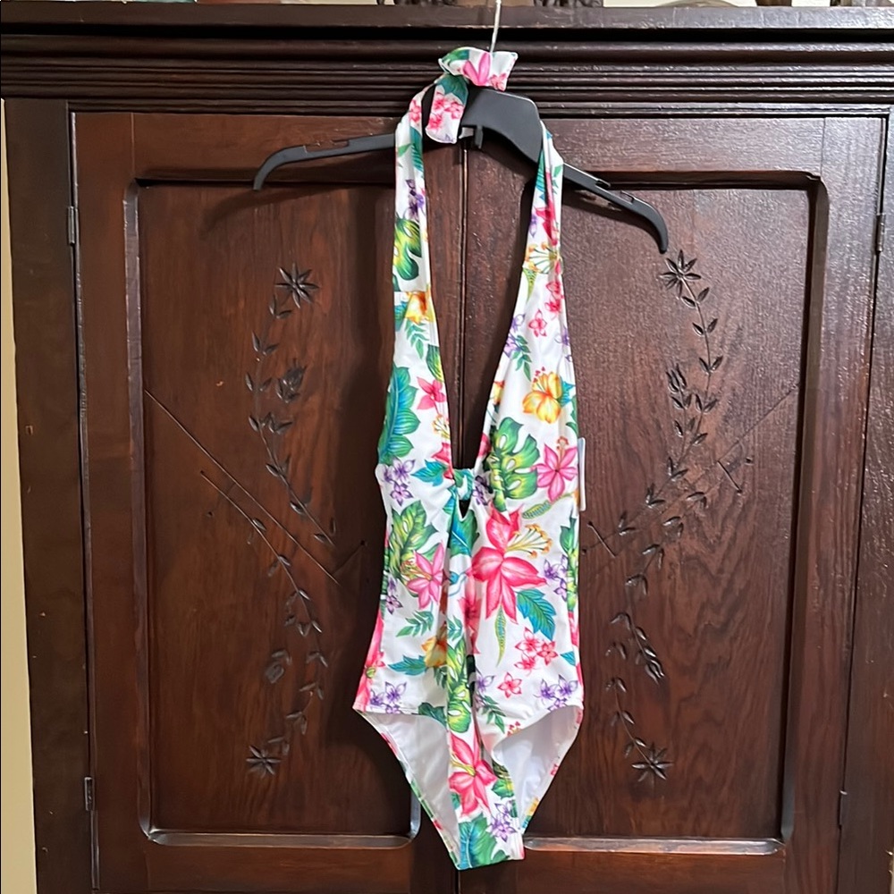 NWT Indigo Rein Floral Halter One-Piece Swimsuit